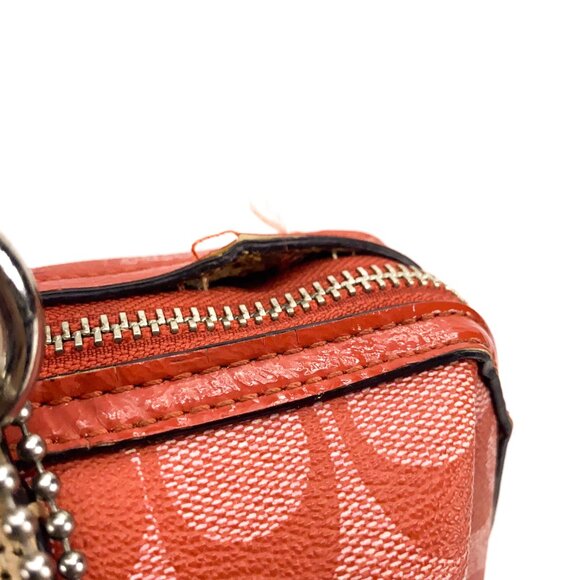 COACH Vermillion Red Signature Stripe PVC Satchel Handbag - E1394-F24362 - Picture 15 of 16
